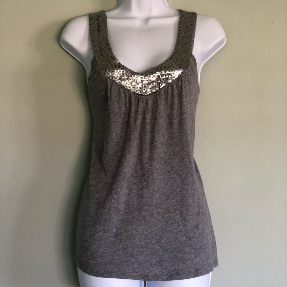 GAP gray sequined trim top